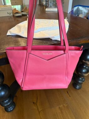 Michael Kors Pink Leather Tote with Pocket